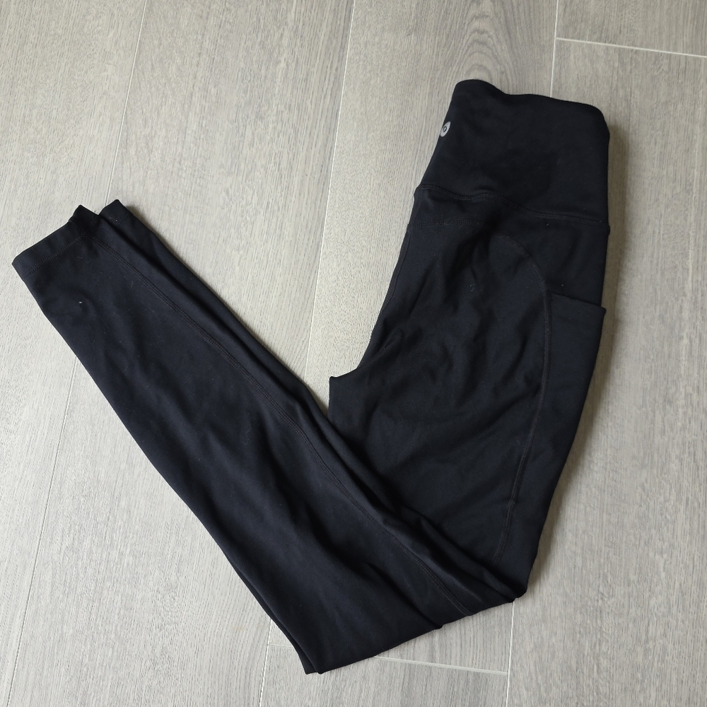Baleaf Black Athletic Leggings with Overlock Stitching